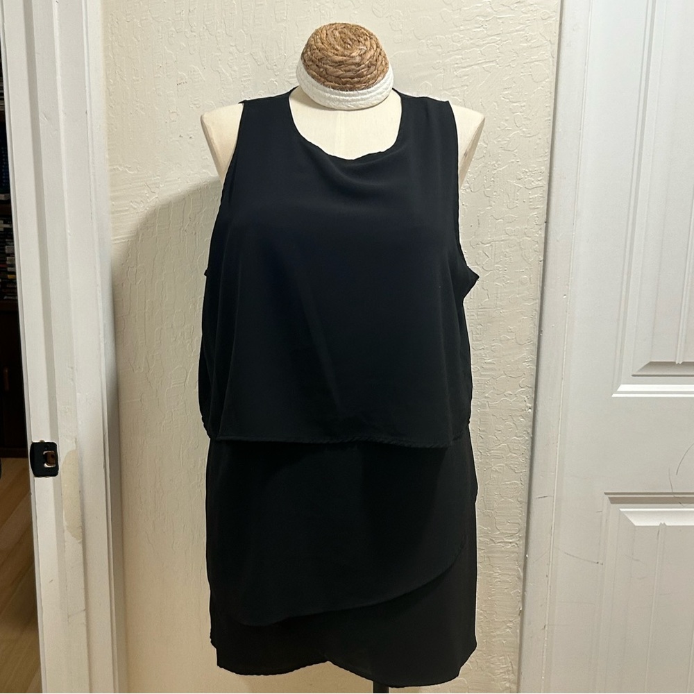 Black Layered Sleeveless Romper Dress